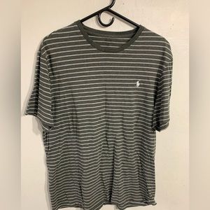 Polo Ralph Lauren Men’s Size XL Custom Fit Striped Grey T Shirt Summer